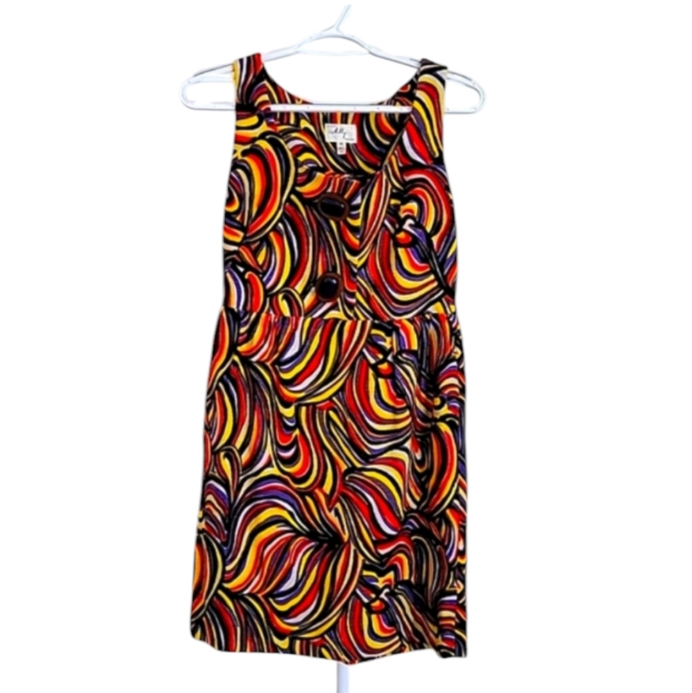 Milly of New York Retro Multicolored Swirl Sleeveless  Sheath Mini Dress Size 4